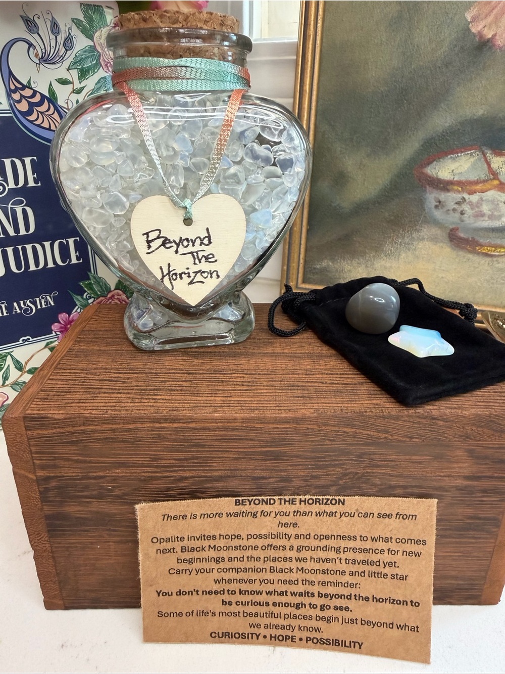 BEYOND THE HORIZON • Opalite & Black Moonstone Intention Jar